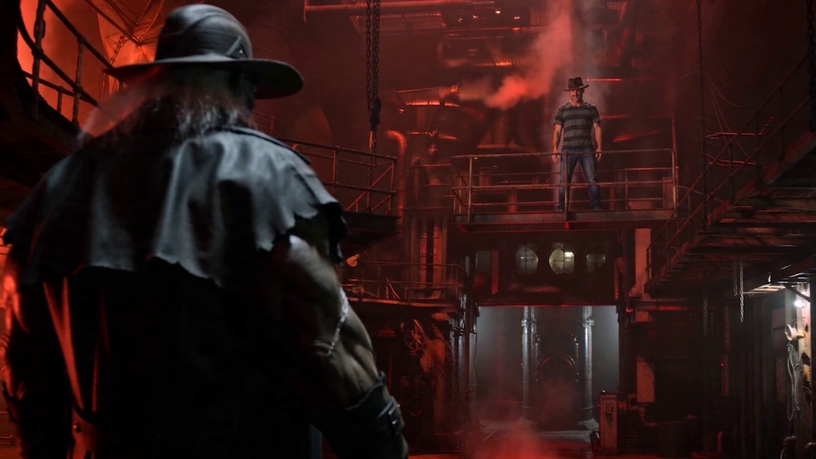 Stand-off in a red-lit boiler room